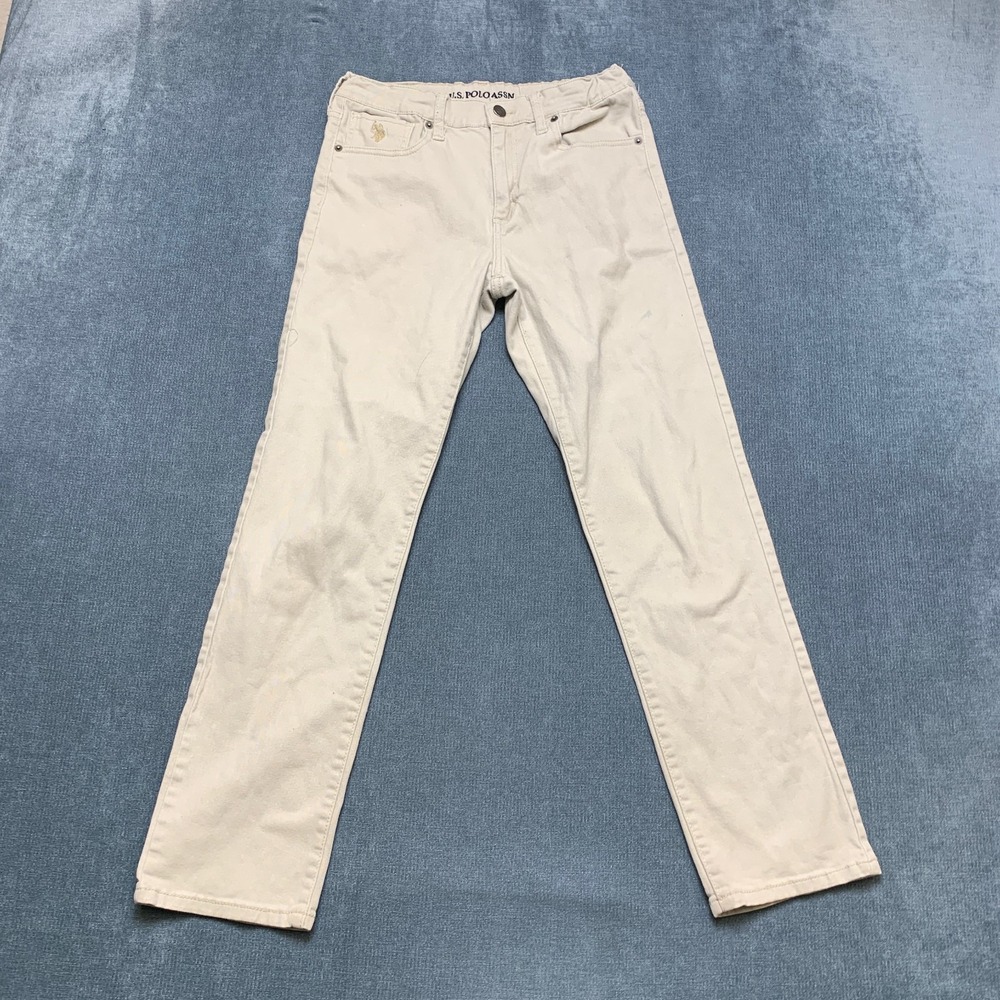 U.S. Polo Assn. Jeans Womens 16 Cream Denim Cotton Stretch Mid Rise Straight Leg